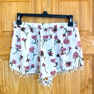 Small Forever 21 White and Pink Floral Shorts
